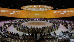 ministers sit in a circle at the Cop28 majlis